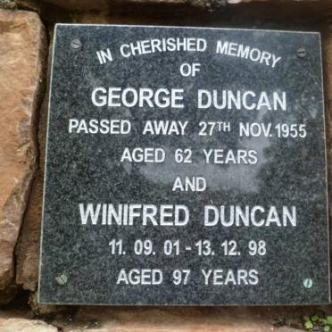 DUNCAN George -1955 &amp; Winifred 1901-1998