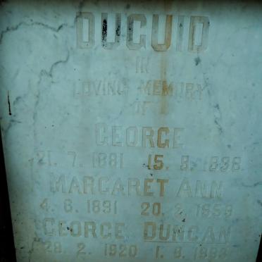 DUGUID George 1881-1938 &amp; Margaret Annie 1891-1959 :: DUGUID George Duncan 1920-1993