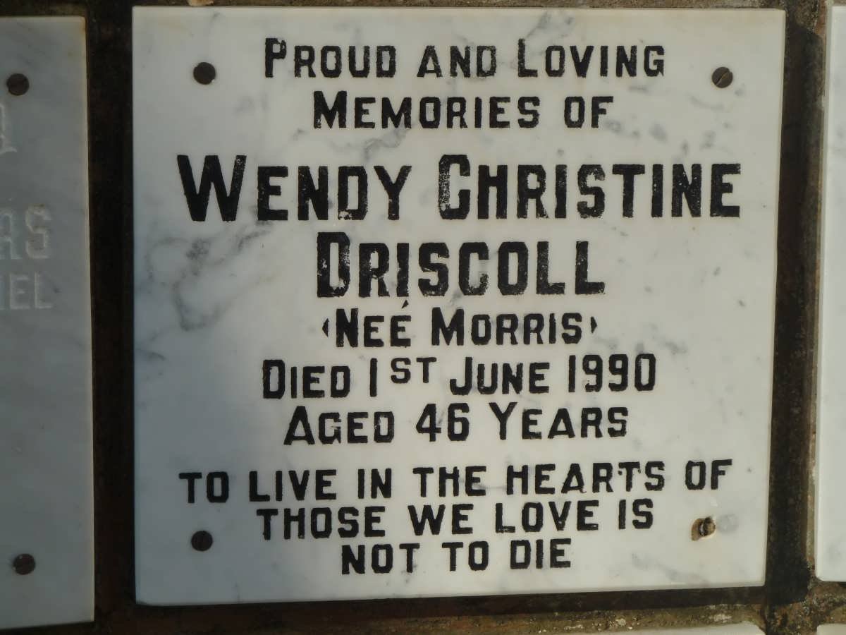 DRISCOLL Wendy Christine nee MORRIS -1990