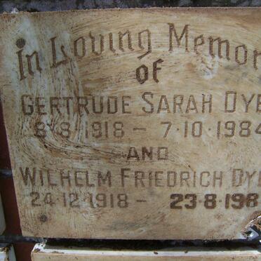 DYER Wilhelm Friedrich 1918-1987 &amp; Gertrude Sarah 1918-1984