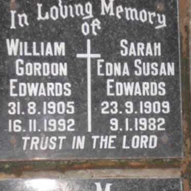 EDWARDS William Gordon 1905-1992 &amp; Sarah Edna Susan 1909-1982