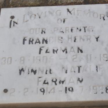 FARMAN Francis Henry 1905-1976 &amp; Winnie Natalie 1914-1988