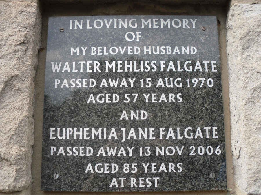 FALGATE Walter Mehliss -1970 &amp; Euphemia Jane -2006