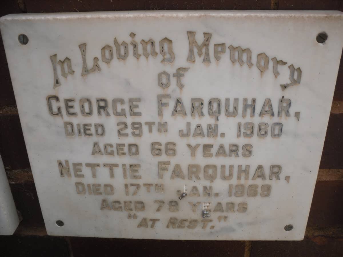 FARQUHAR George -1960 &amp; Nettie -1969
