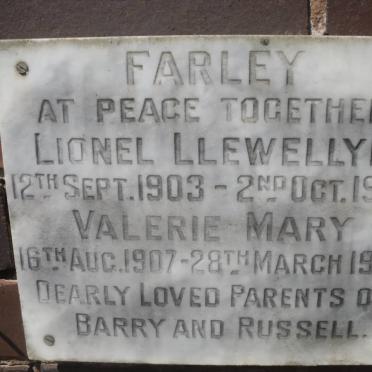 FARLEY Lionel LLewellyn 1903-1966 &amp; Valerie Mary 1907-1979