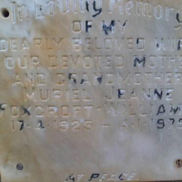 FOXCROFT-WILLIAMS Muriel Jeanne 1925-1979