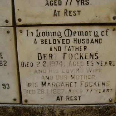FOCKENS Bert -1974 &amp; Iris Margaret -1987