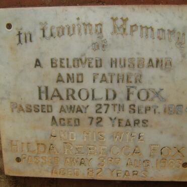 FOX Harold -1964 &amp; Hilda Rebecca -1983
