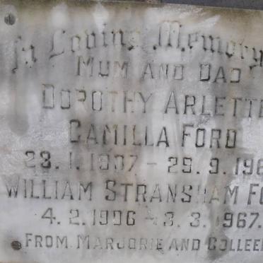 FORD William Stransham 1906-1967 &amp; Dorothy Arlette Camilla 1907-1963