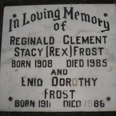 FROST Reginald Clement Stacy 1908-1985 &amp; Enid Dorothy1911-1986