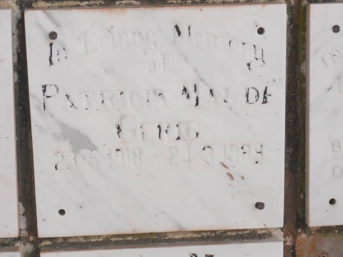GERIG Patricia Maude 1918-1989