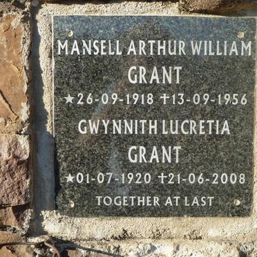 GRANT Mansell Arthur William 1918-1956 &amp; Gwynnith Lucretia 1920-2008