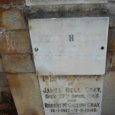 GRAY Elizabeth Taylor 1879-1964 :: GRAY James Bell -1945 :: GRAY Robert McCullum 1912-1946                    