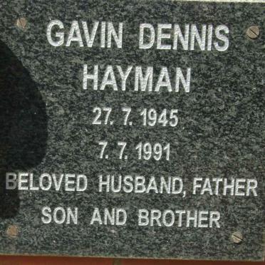 HAYMAN Gavin Dennis 1945-1991