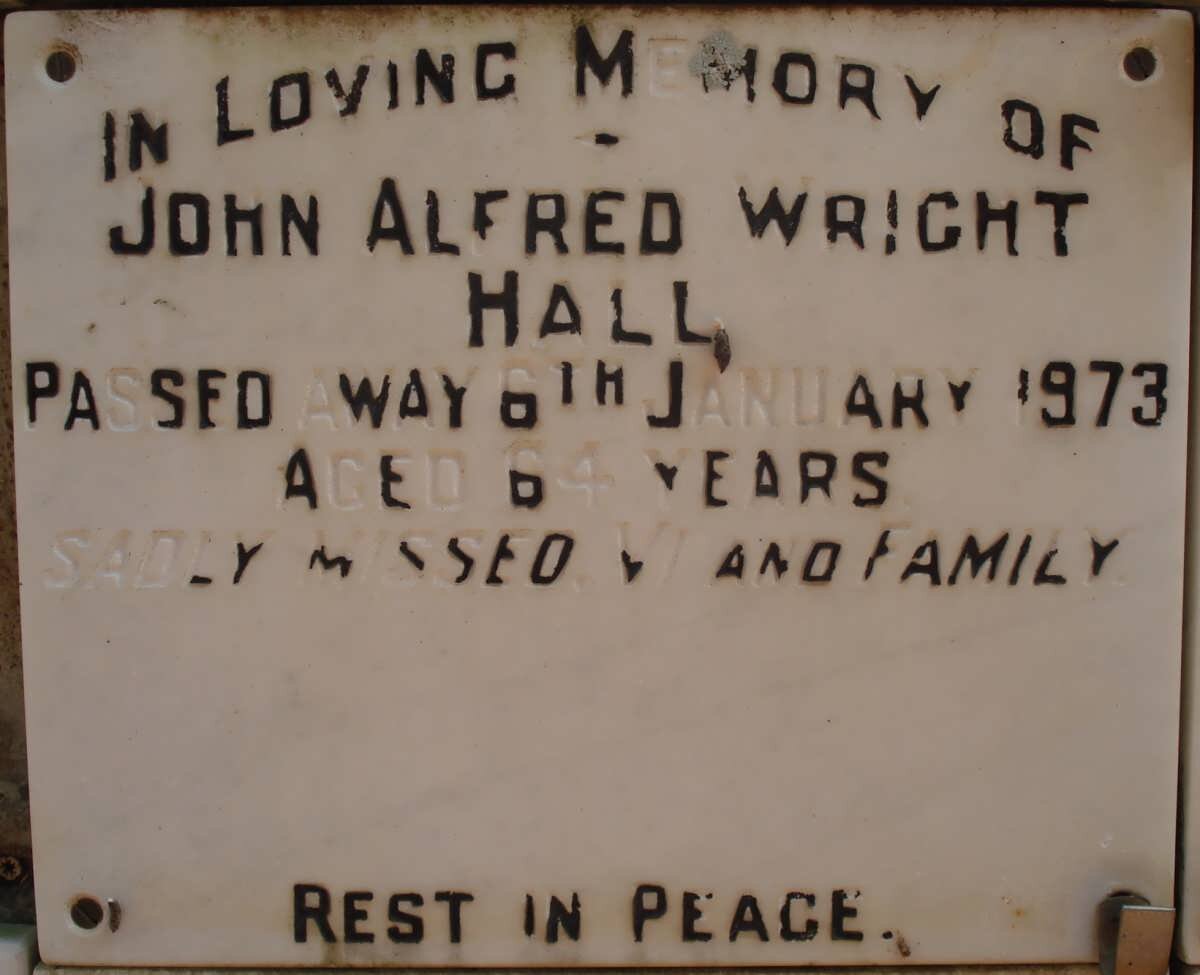 HALL John Alfred Wright -1973