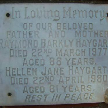 HAYGARTH Raymond Barkly -1977 &amp; Hellen Jane -1980