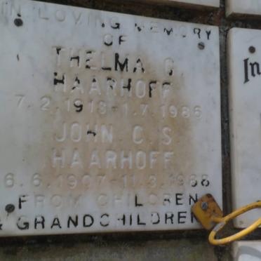 HAARHOFF John C.S. 1907-1988 &amp; Thelma G. 1913-1986