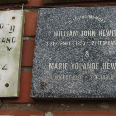 HEWITT William John 1923-1974 &amp; Marie Yolande 1920-2002