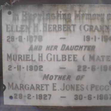 HERBERT Ellen H. 1878-1946 :: GILBEE Muriel H. 1902-1968 :: JONES Margaret E. 1927-1967