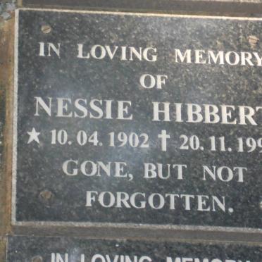 HIBBERT Nessie 1902-1991