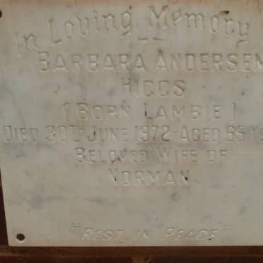 HIGGS Barbara Andersen nee LAMBIE -1972