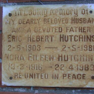 HUTCHINS Eric Hebert 1903-1981 &amp; Nora Eileen 1916-1983