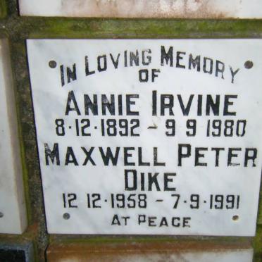 IRVINE Annie 1892-1980 :: DIKE Maxwell Peter 1958-1991