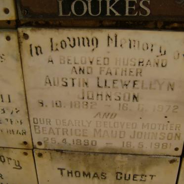 JOHNSON Austin Llewellyn 1882-1972 &amp; Beatrice Maud 1890-1981