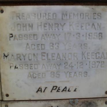 KEEGAN John Henry -1956 &amp; Maryon Eleanor -1972