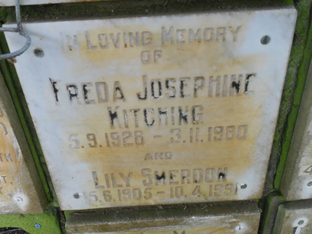 KITCHING Freda Josephine 1928-1980 :: SMERDON Lily 1905-1991