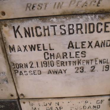 KNIGHTSBRIDGE Maxwell Alexander Charles 1910-1972