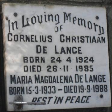 LANGE Cornelius Christiaan, de 1924-1985 &amp; Maria Magdalena 1933-1988