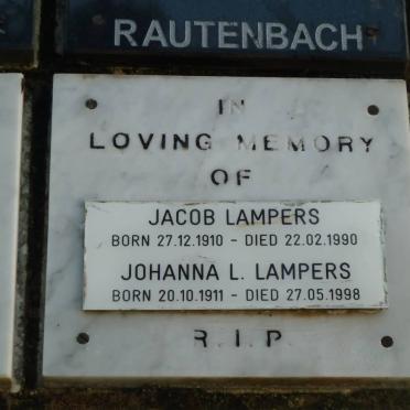 LAMPERS Jacob 1910-1990 &amp; Johanna L. 1911-1998