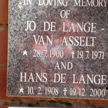 LANGE Hans, de 1908-2000 &amp; Jo VAN ASSELT 1900-1971