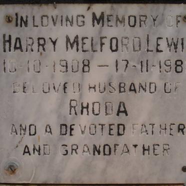 LEWIS Harry Melford 1908-1982
