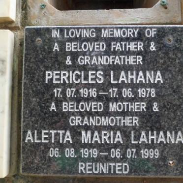LEHANA Pericles 1916-1978 &amp; Aletta Maria 1919-1999