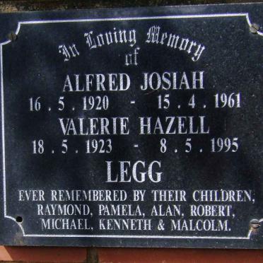 LEGG Alfred Josiah 1920-1961 &amp; Valerie Hazell 1923-1995