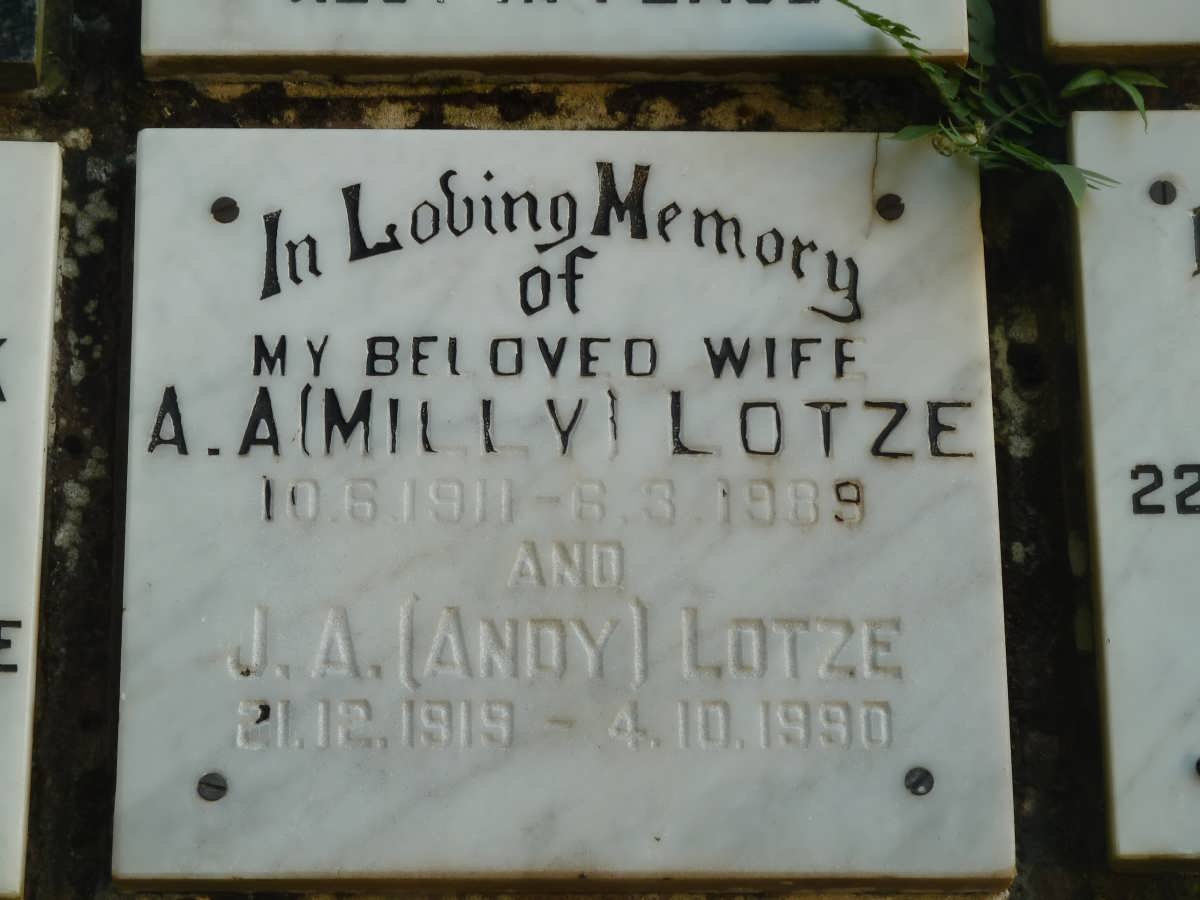 LOTZE J.A. 1919-1990 &amp; A.A. 1911-1989