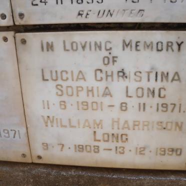 LONG William Harrison 1908-1990 &amp; Lucia Christina Sophia 1901-1971