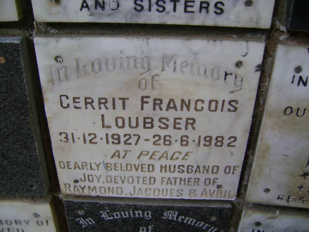 LOUBSER Gerrit Francois 1927-1982