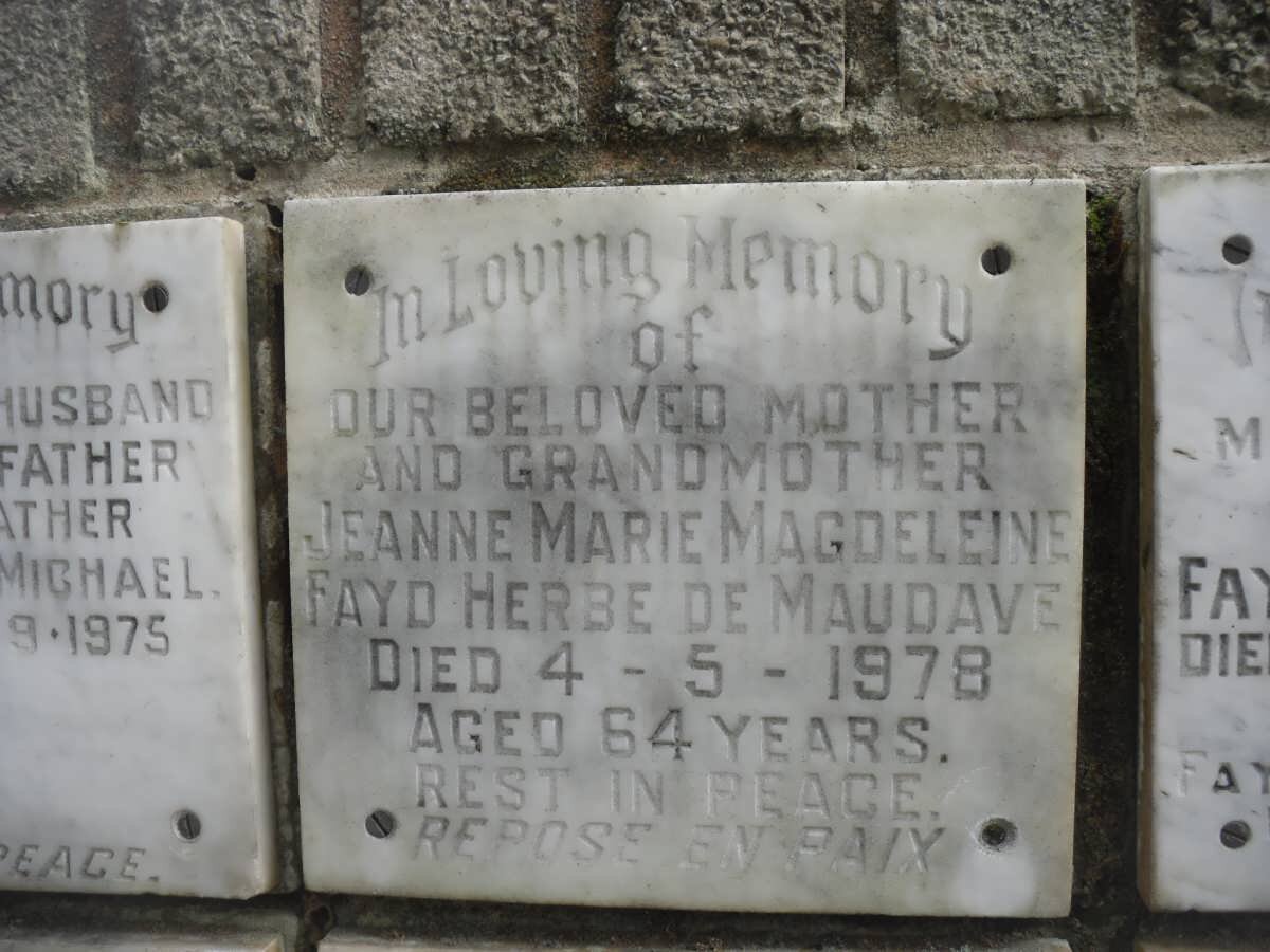 MAUDAVE Jeanne Marie, Fayd Herbe, de -1978