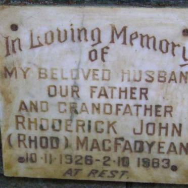 MACFADYEAN Rhoderick John 1926-1983