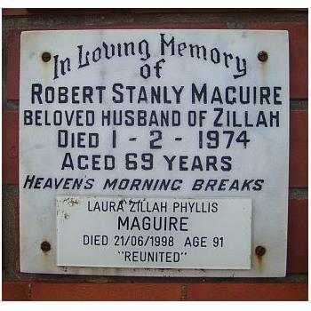 MAGUIRE Robert Stanly 1905-1974 &amp; Laura Zillah Phyllis 1907-1998