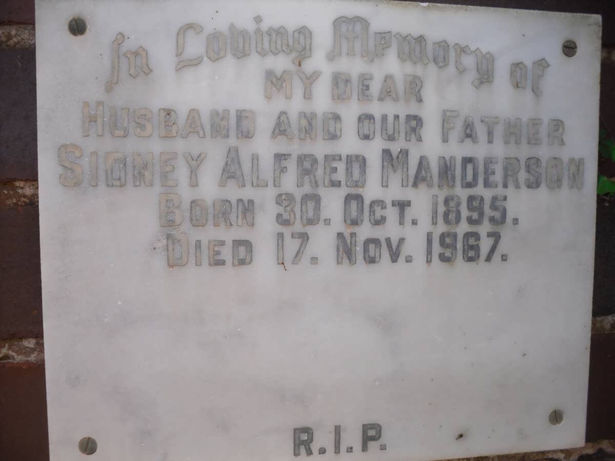 MANDERSON Sidney Alfred 1895-1967