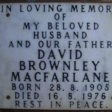 MacFARLANE David Brownley 1905-1976