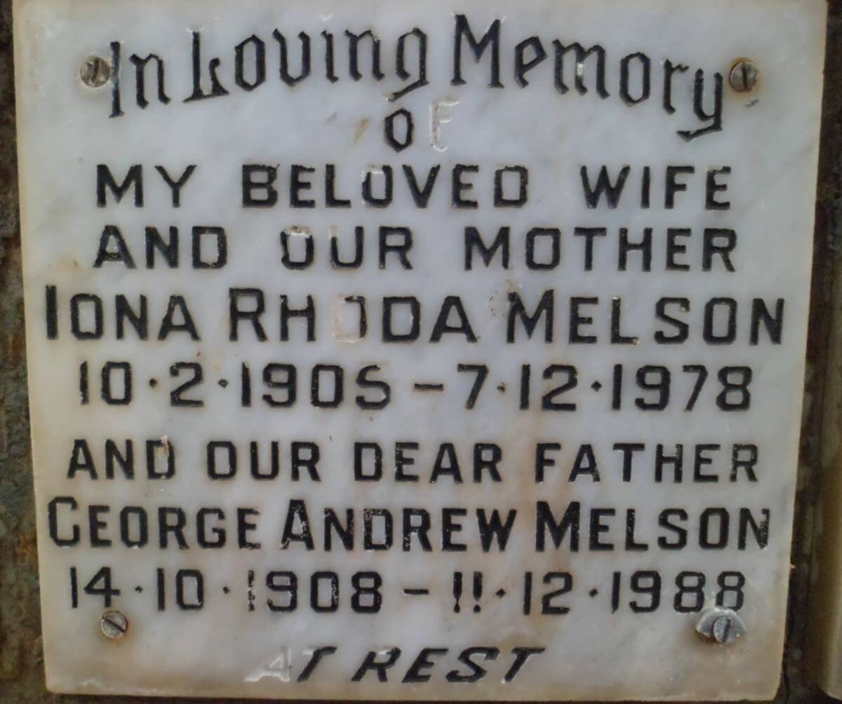MELSON George Andrew 1908-1988 &amp; Iona Rhoda 1905-1978
