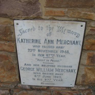 MERCHANT George William -1962 &amp; Katherine Ann -1948