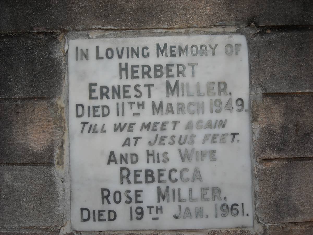 MILLER Herbert Ernest -1949 &amp; Rebecca Rose -1961