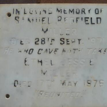 MILLER Samuel Redfield -1971 &amp; Ethel Jessie -1976