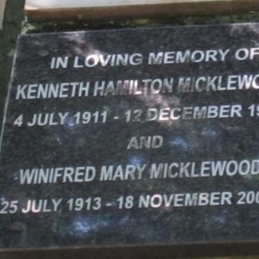 MICKLEWOOD Kenneth Hamilton 1911-1981 &amp; Winifred Mary 1913-2004